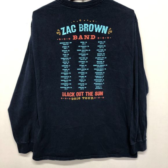 Zac Brown Band Black Out The Sun 2016 Tour T-Shirt Tee Adult Size Large B242 -22 - Picture 10 of 12
